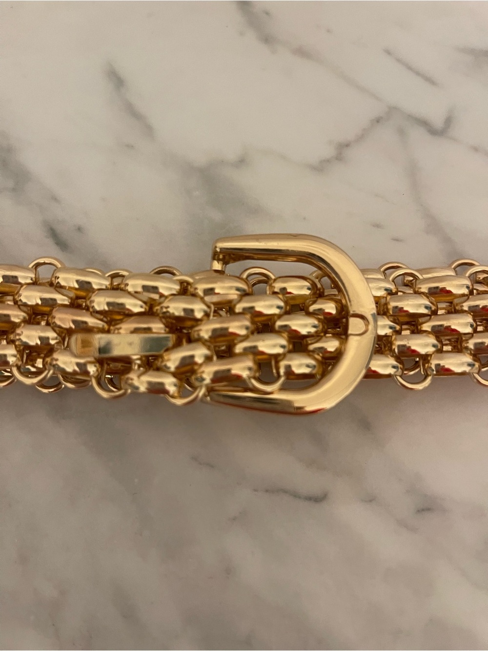 Gold Chain-Link Belt with Buckle